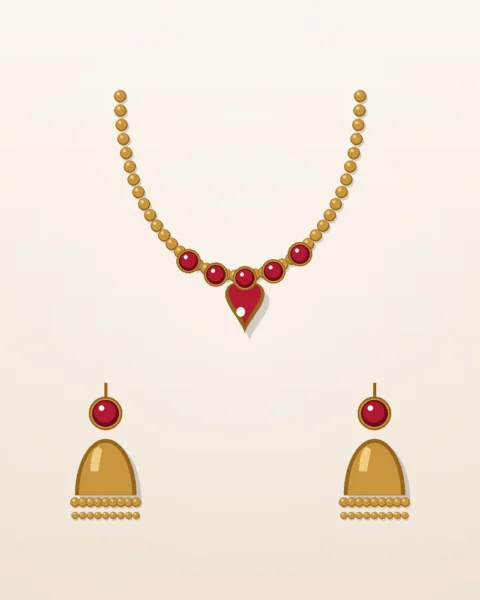 Ruby Necklace & Jhumka Set